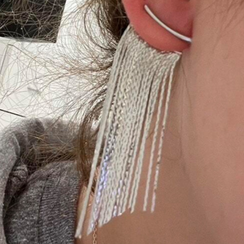 Minimalist Fringe Long Earrings - Picture 2 of 10